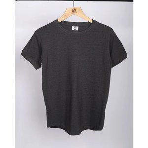 Charcoal Plain Unisex Cotton Tshirt, Trendy Crewneck, Short Sleeve, Curved Hem